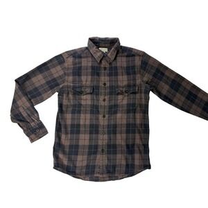 Sonoma Women's Plaid Cotton Flannel Button Up‎ Size Medium Brown And Black